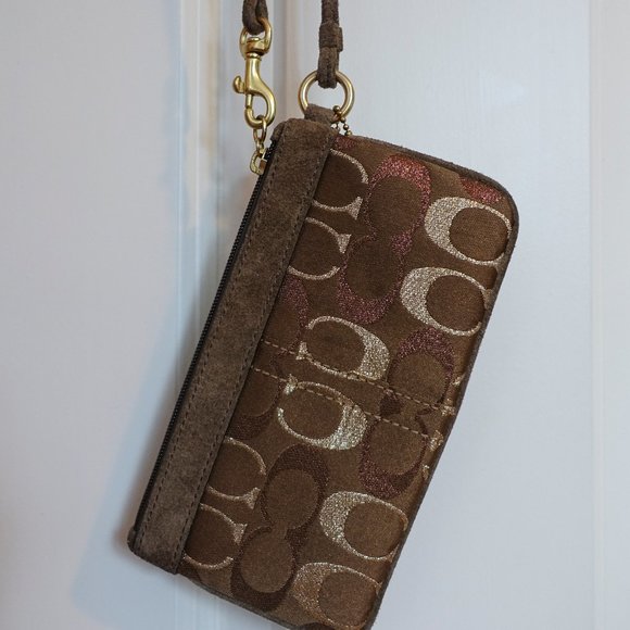 Y2K Coach Brown Jacquard Wristlet - Picture 5 of 5